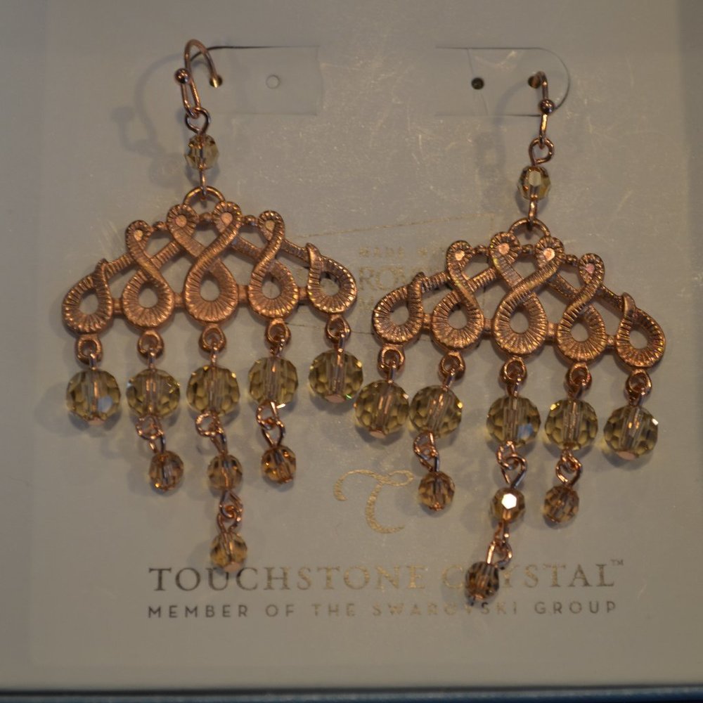 Touchstone Crystal Rose Gold Chandelier Earrings